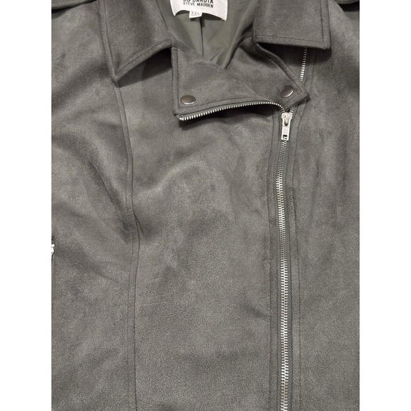Steve Madden B.B Dakota 2XL Olive Green Vegan Faux Suede Motorcycle Jacket - Picture 3 of 4